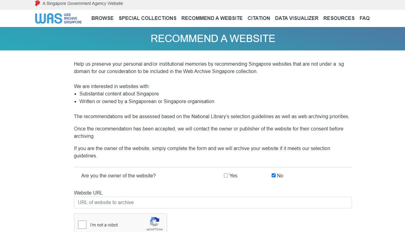 Web Archive Singapore