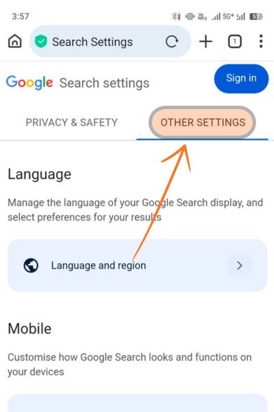 Other settings