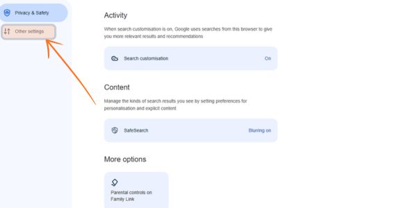 choose Other settings