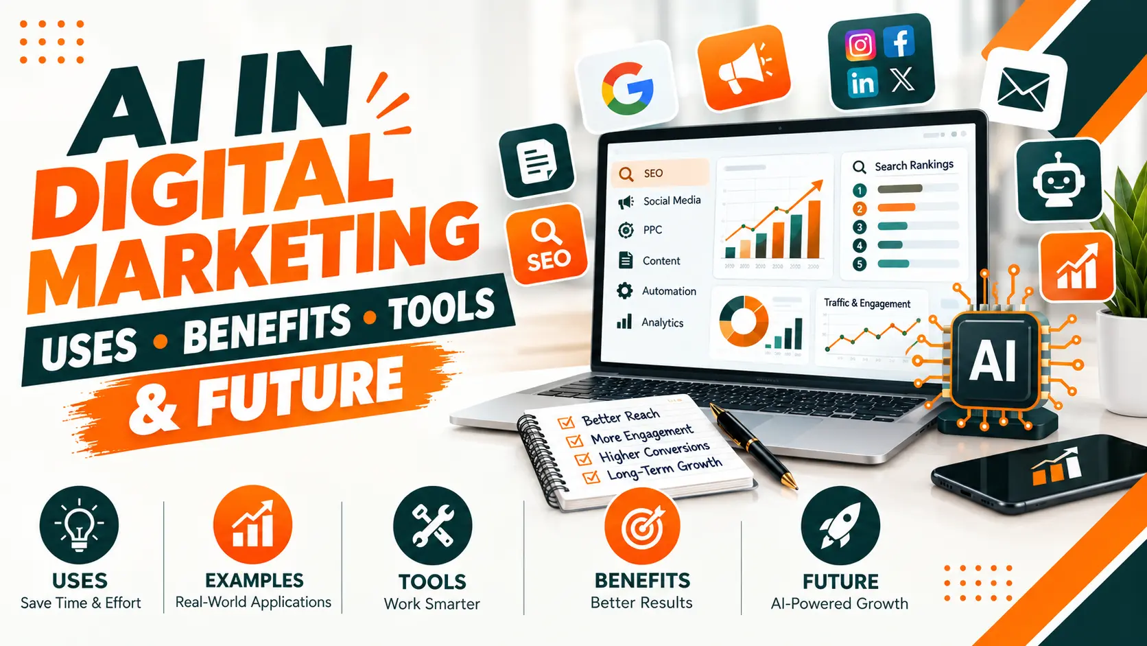 AI in Digital Marketing: Uses, Benefits, Tools & Future