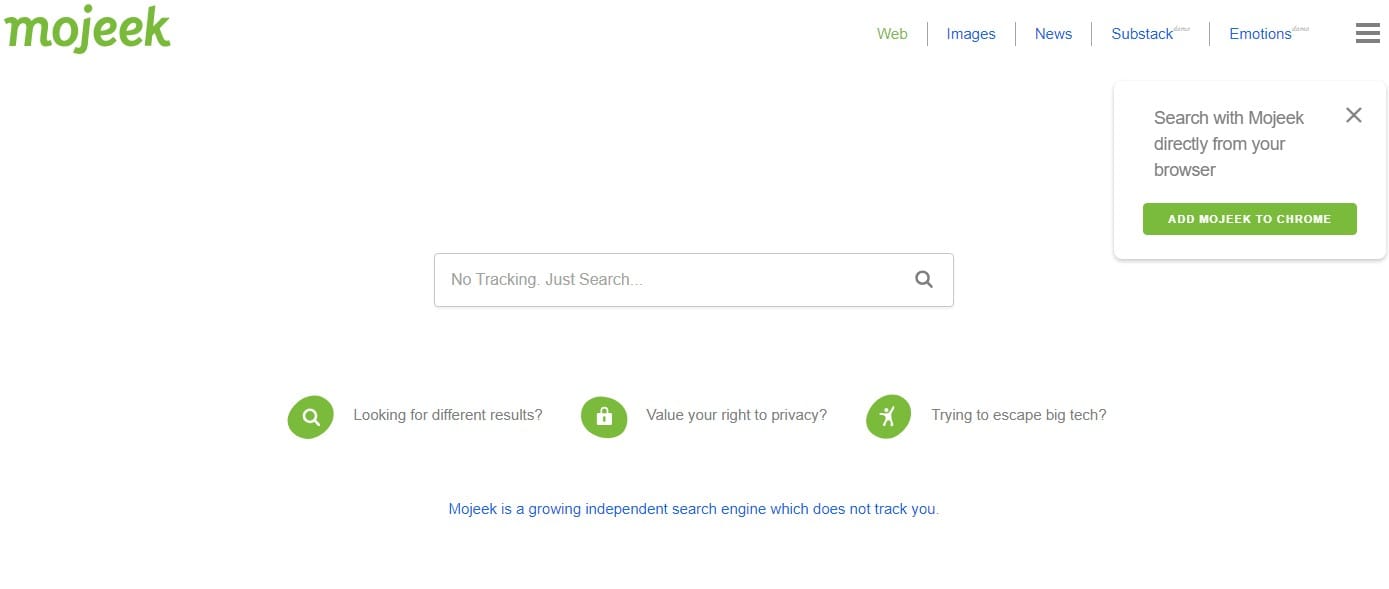 List Of Search Engines: Mojeek