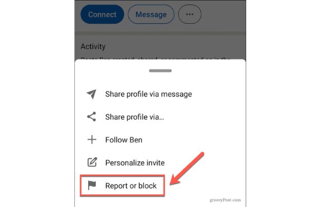 Select “Report or Block