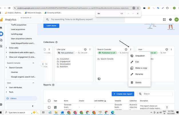 Enable the Search Console reports in GA4