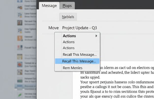 Open the message window, and switch to the Message tab. In the Move group, click Actions Recall This Message.
