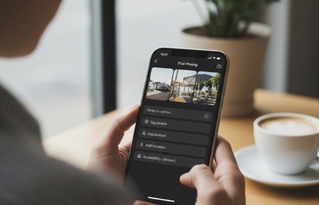 Write a caption, add tags, location, and alt text.