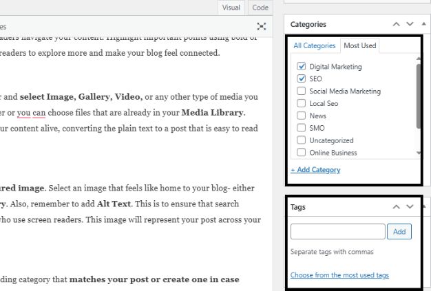 Choose Categories & Tags