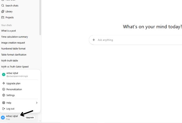 _ Click on the bottom left sidebar with your profile name