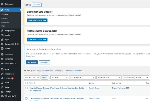Go to the “Posts” Section